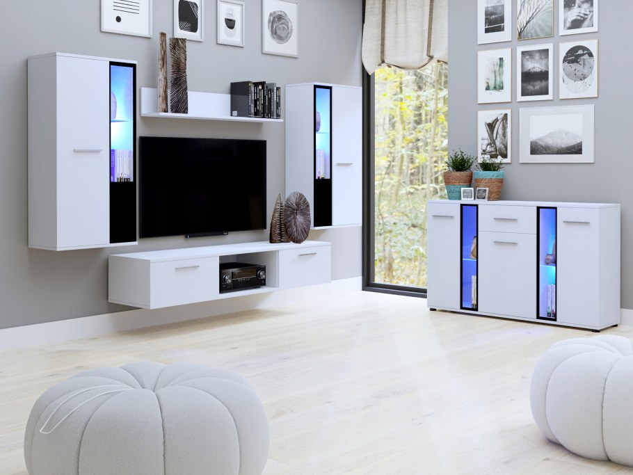 Тумба Империал Йорк 2д1ящ белый жемчуг/белый глянец