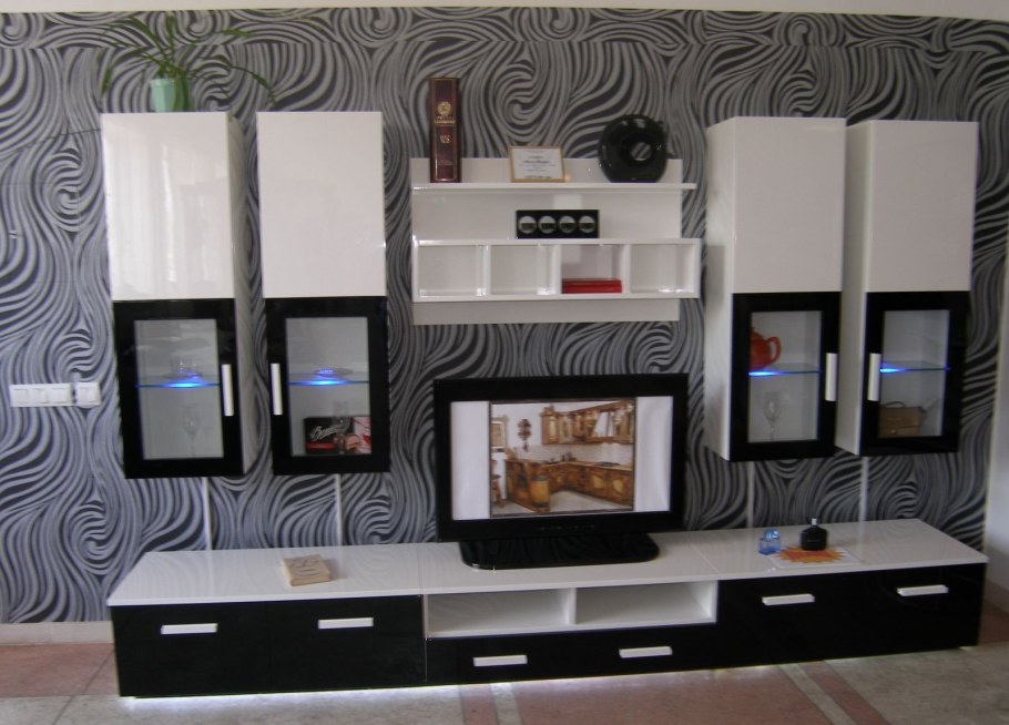 Стенка Йорк белый глянец