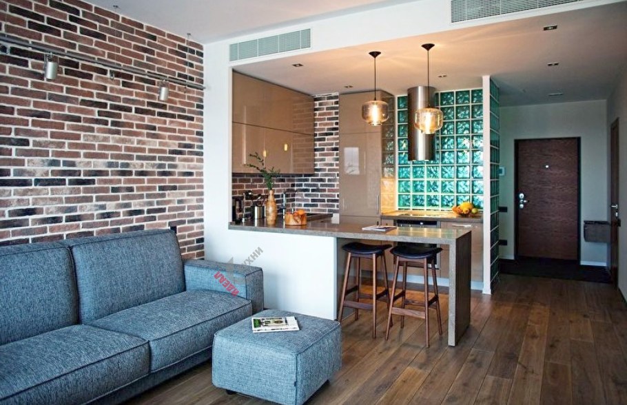 Кухня гостинная 20кв м лофт