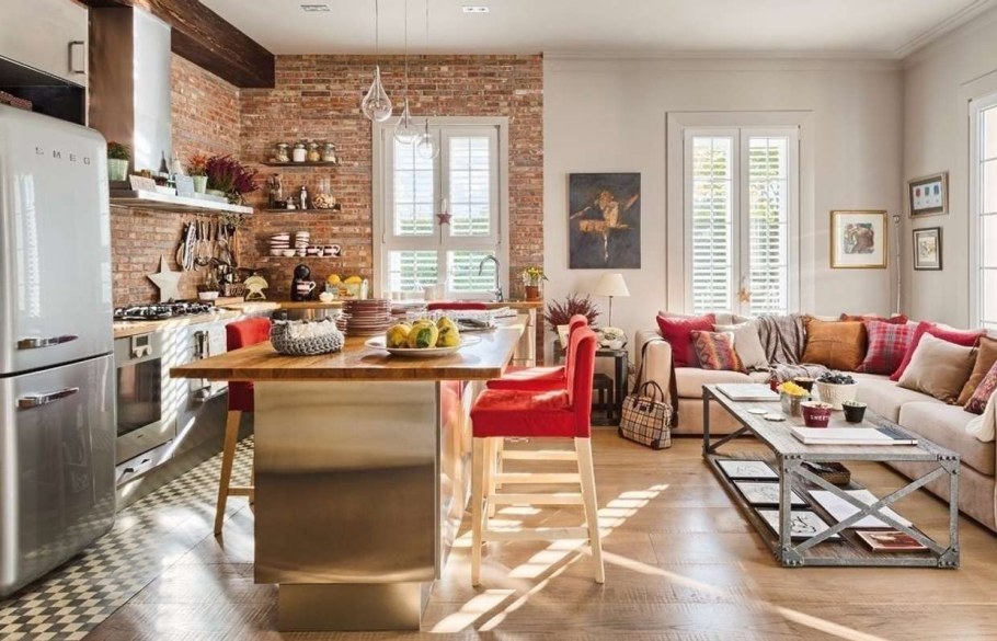 Уютные интерьеры кухни гостиной