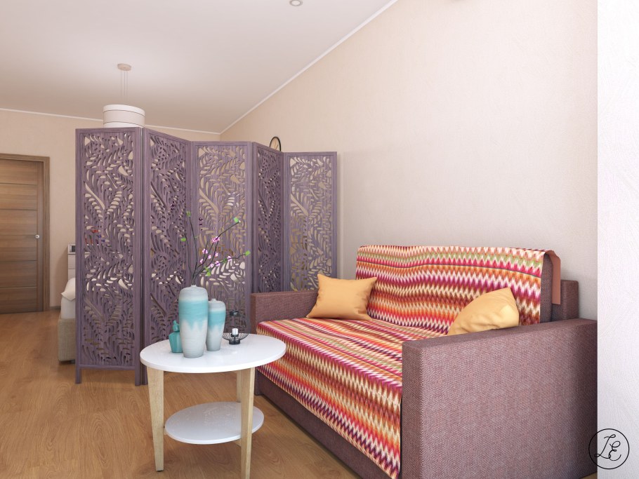 Японские шторы для зонирования комнаты