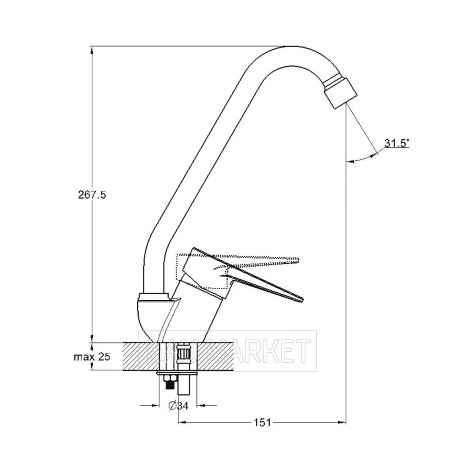 Смеситель для раковины (умывальника) g-Lauf sup1-a045 однорычажный хром