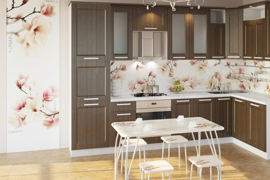 Кухня с темной столешницей