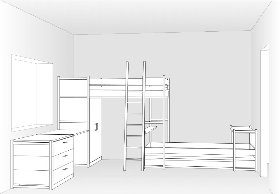 Интерьер детской комнаты чертеж