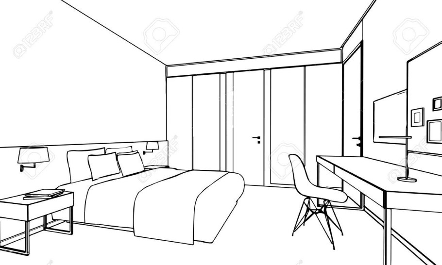 Графическое изображение комнаты с мебелью