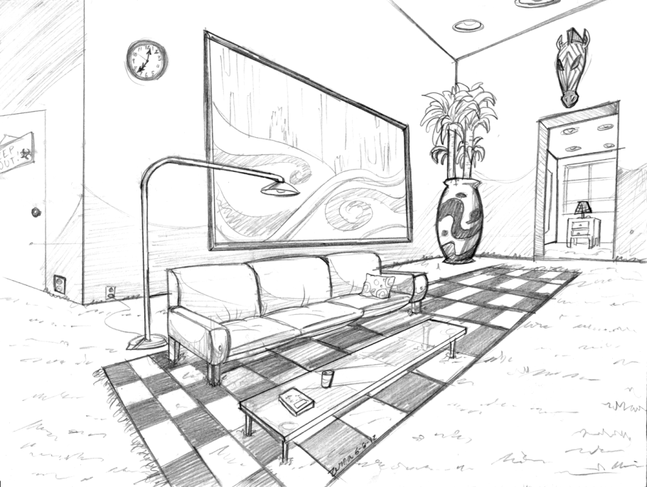 Набросок интерьера комнаты