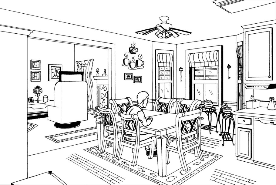 Интерьер комнаты чертеж