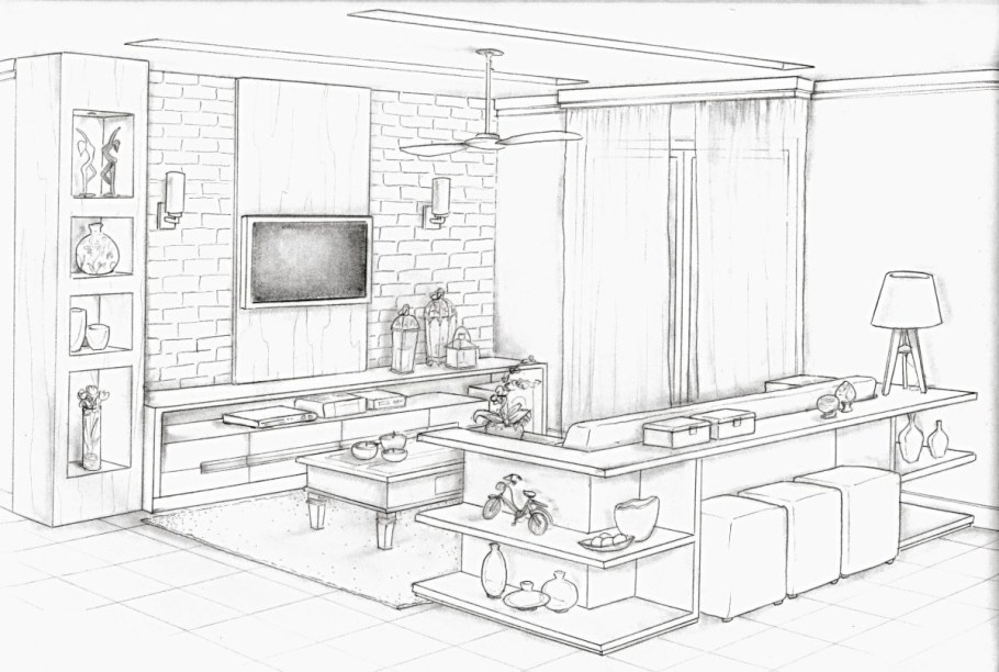 Перспектива комнаты сбоку