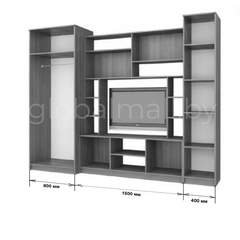 Стенка марта-11 ясень темный/ясень светлый