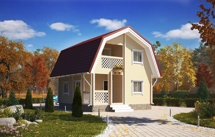 Дачный дом 6х6 с ломаной крышей