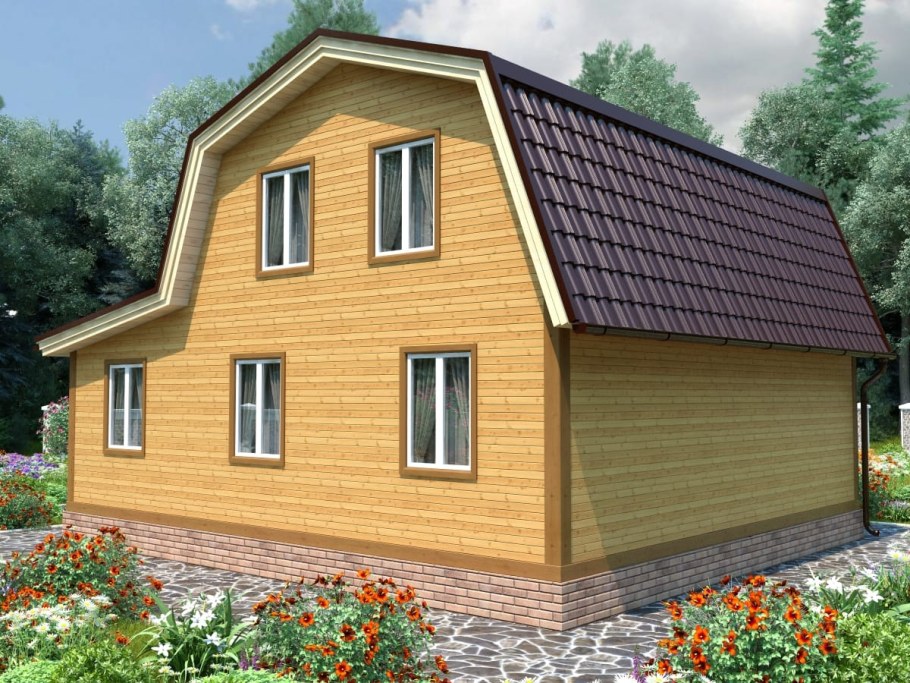 Дача с мансардой и верандой