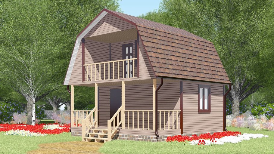 Дом из бруса 7 на 9 с мансардой проекты