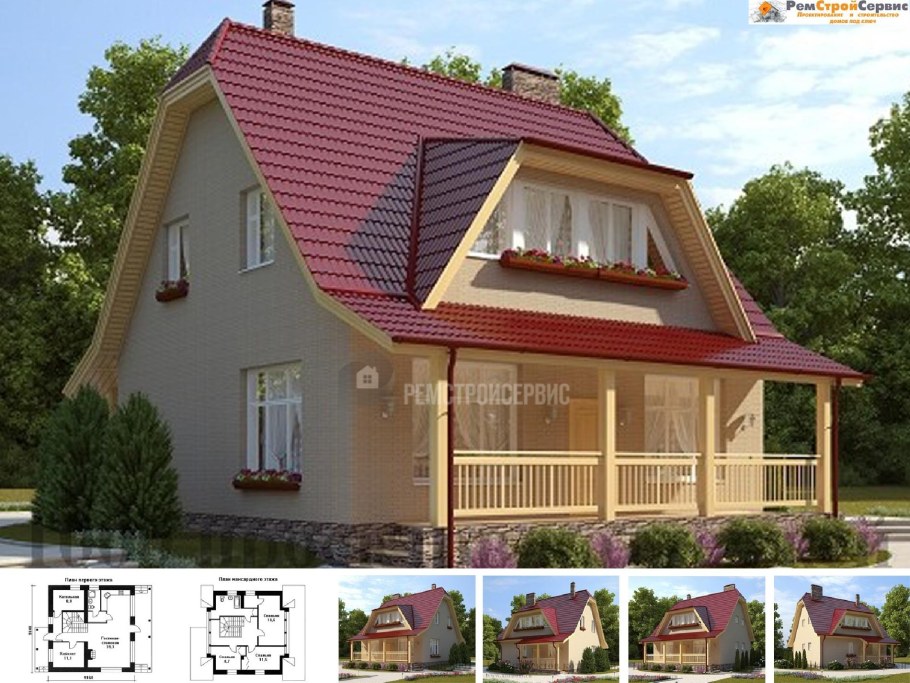 Дачный дом 4х4 с мансардой из бруса 150х150