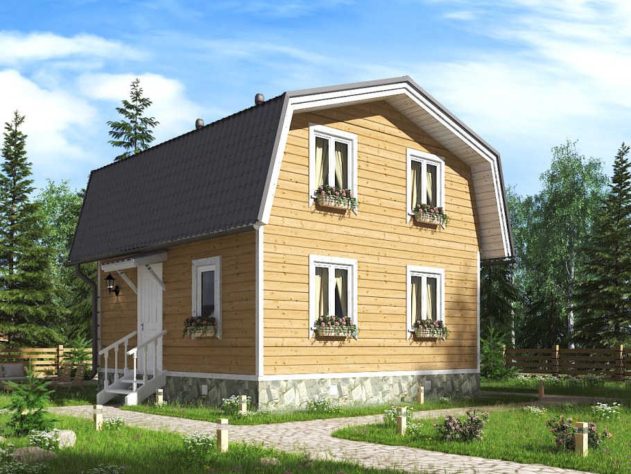 Дачный дом с мансардной крышей