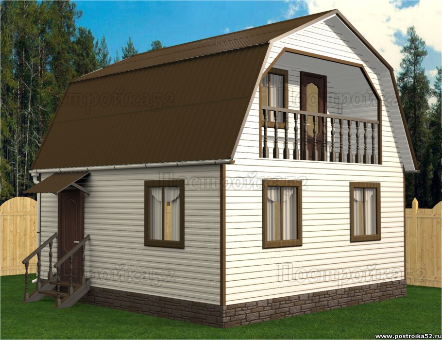 Одноэтажный дом с ломаной крышей