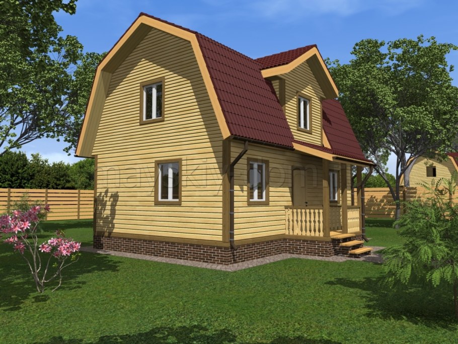 Кирпичный дом с ломаной крышей