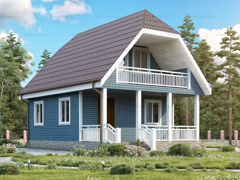 Кирпичный дом с ломаной крышей