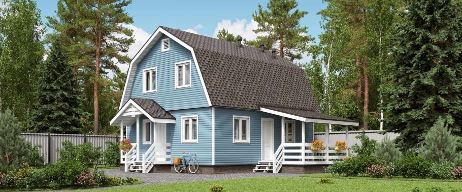 Мансарда в деревянном доме с ломаной крышей