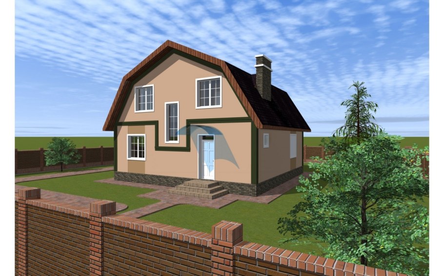 Дома с мансардной крышей и балконом