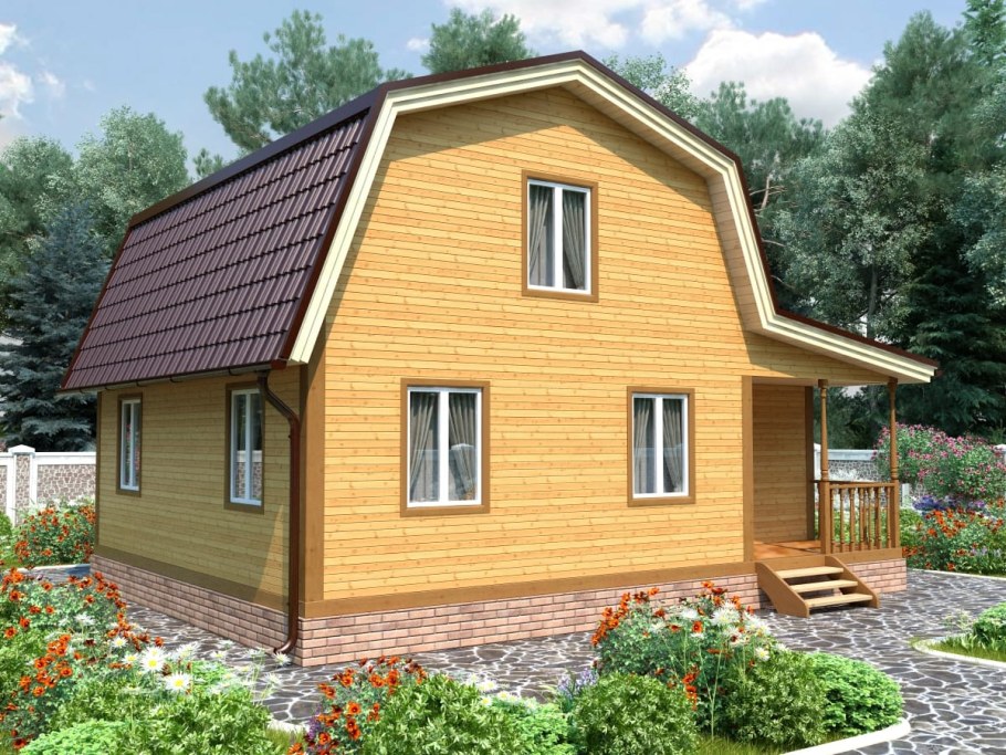 Дачный дом с ломаной крышей