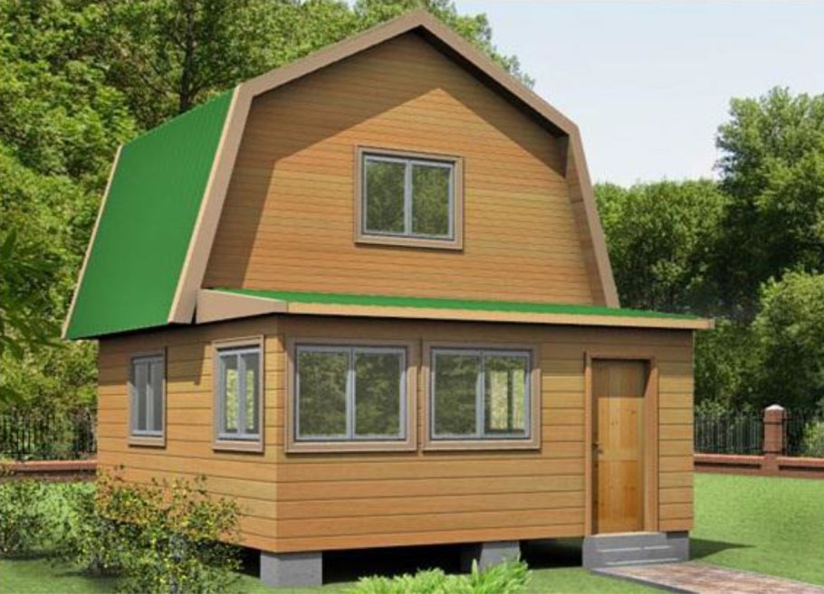 Пристройка к дому с ломаной крышей