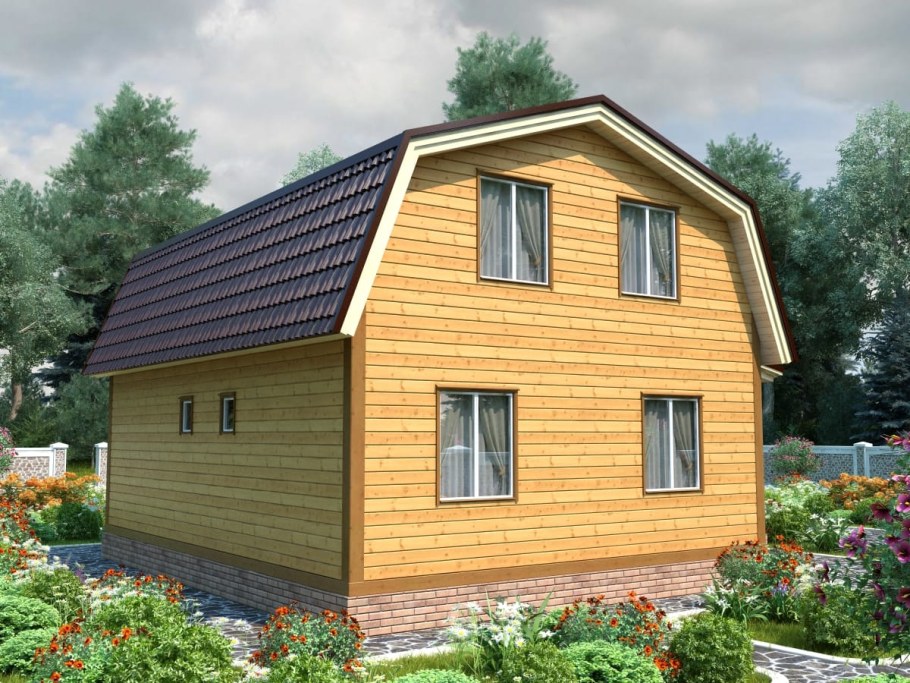 Дачный домик с мансардой и верандой