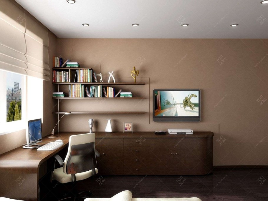 Спальная комната с компьютерным столом