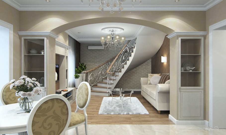 Двухэтажная квартира в классическом стиле