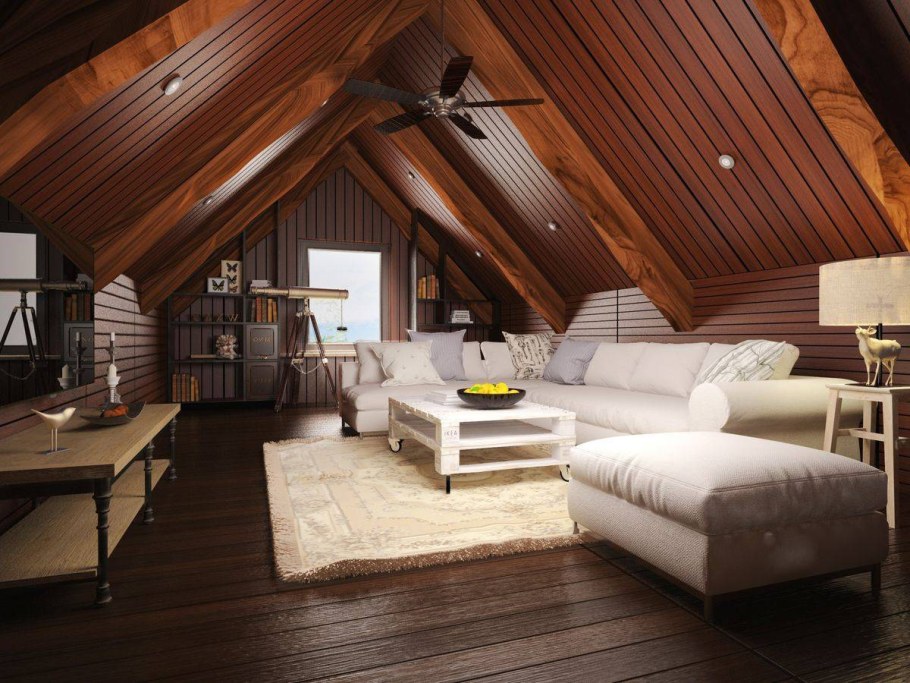 Кровать под крышей на даче