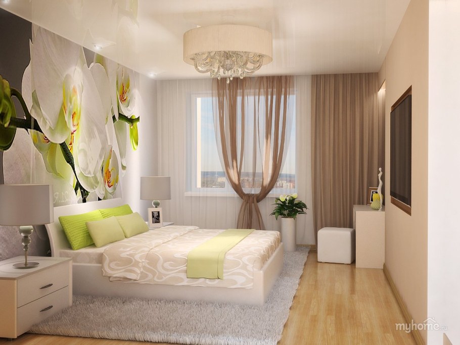 Панно в интерьере спальни