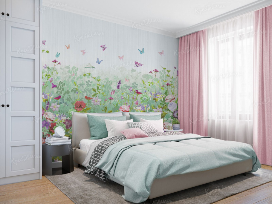 Фотообои в спальню с тюльпанами