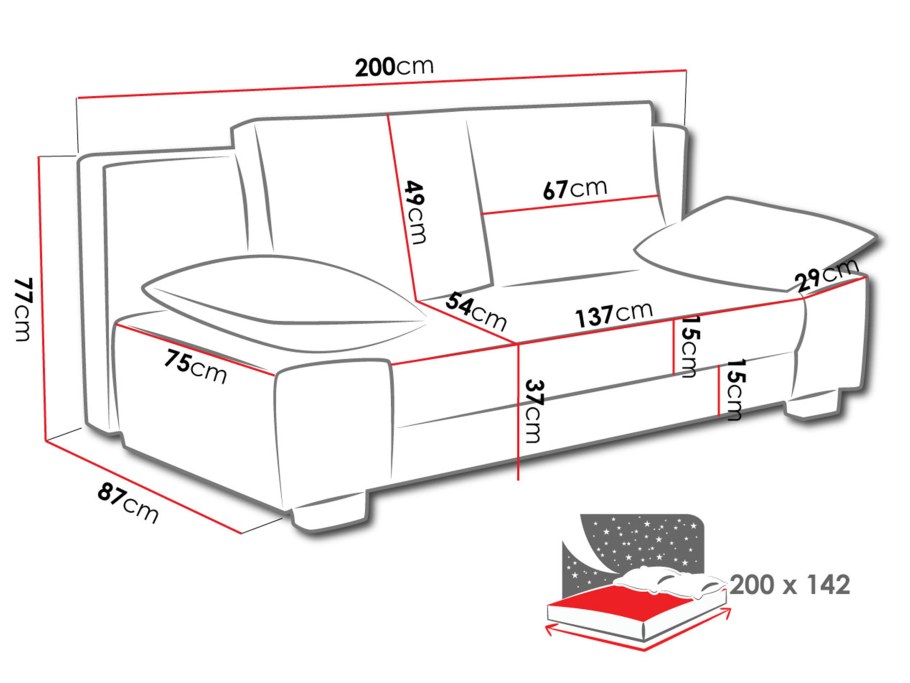 Диван Размеры
