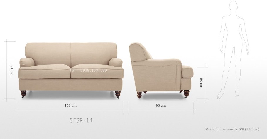 Диван 2 местный Conti габариты