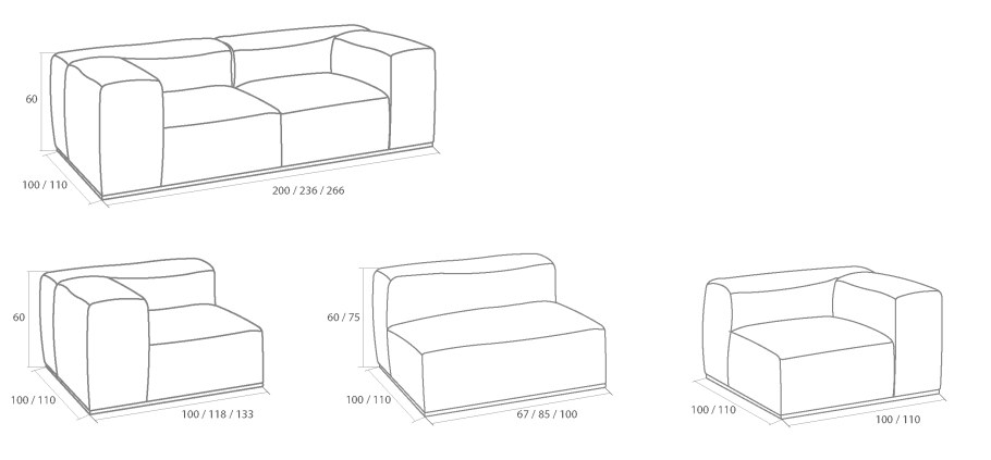 Размер тройного дивана