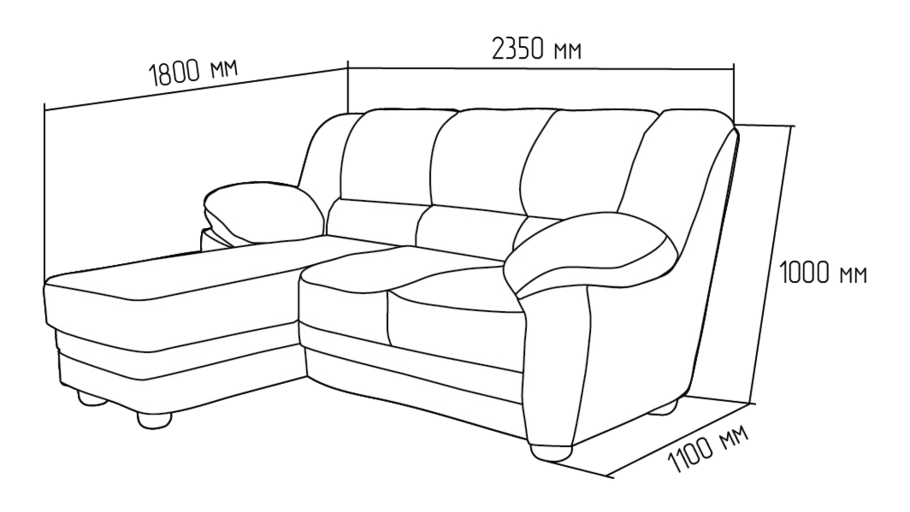 Диван угловой раскладной Размеры