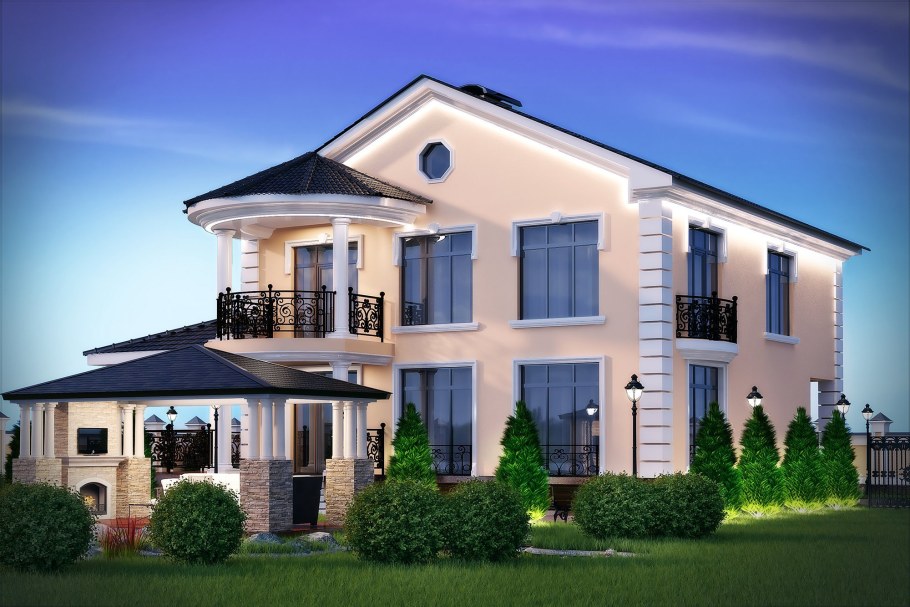 Большой двухэтажный дом