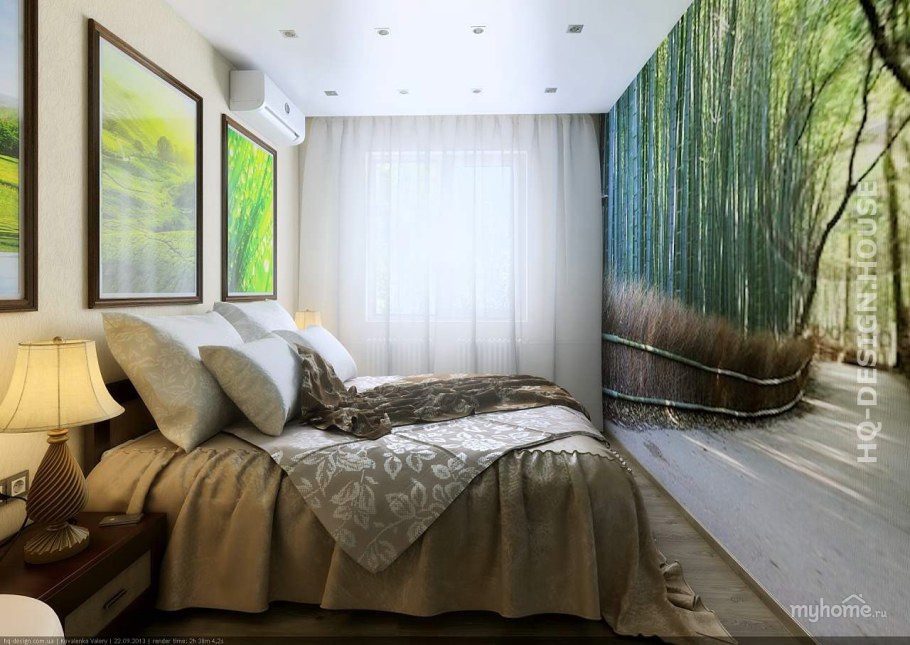 Спальня в хрущевке с фотообоями