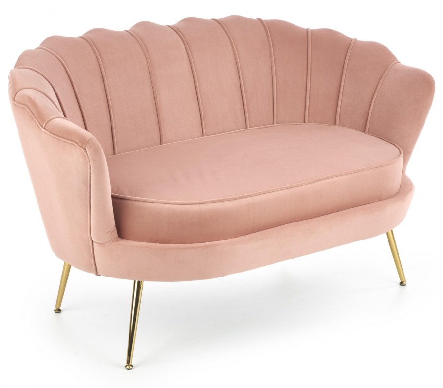 Пудрово розовый диван в интерьере