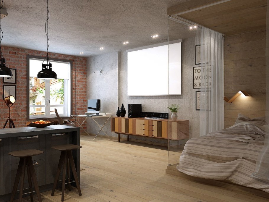 Студия 28м2 в стиле лофт