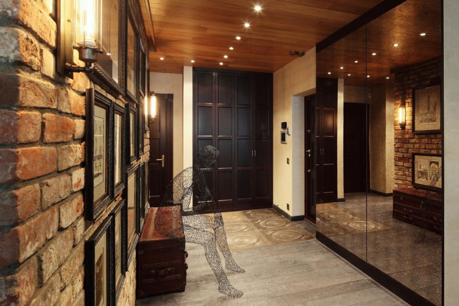 Интерьер холла в стиле лофт