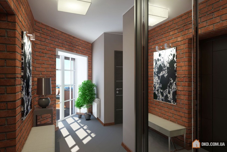 Прихожая в стиле лофт в доме частном