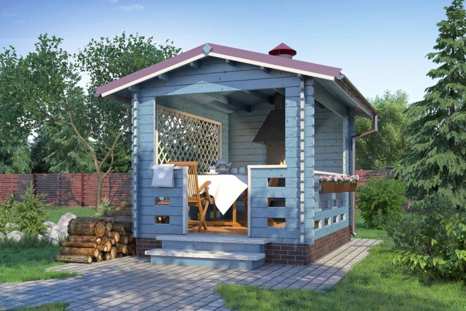 Беседка 6 на 4 с мангалом