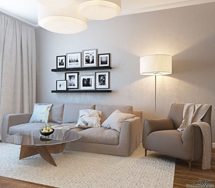 Интерьер гостиной в пастельных тонах