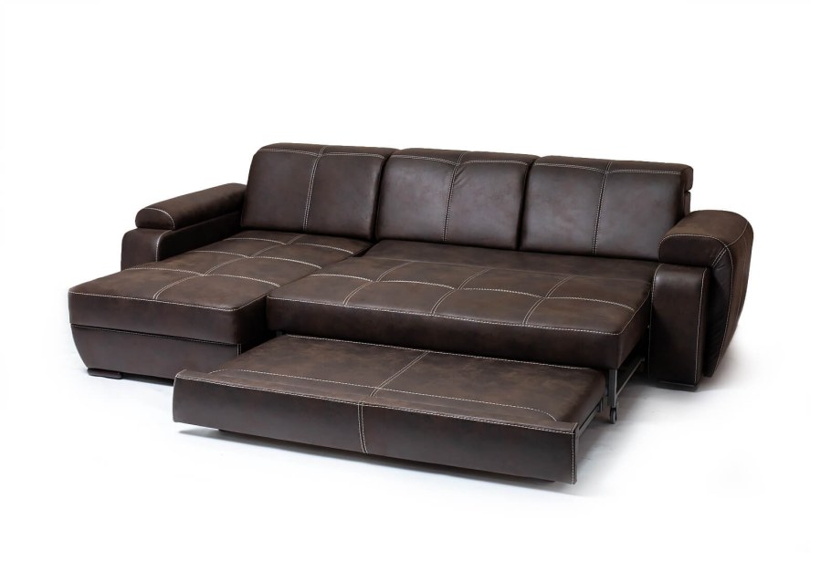 Диван угловой еврокнижка Сатурн экокожа белая