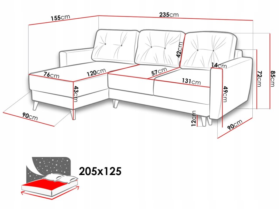Угловой диван Лондон 1 с оттоманкой, TFK
