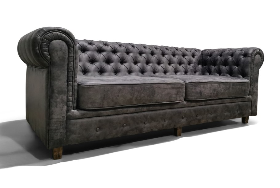 Диван Честерфилд черной кожи