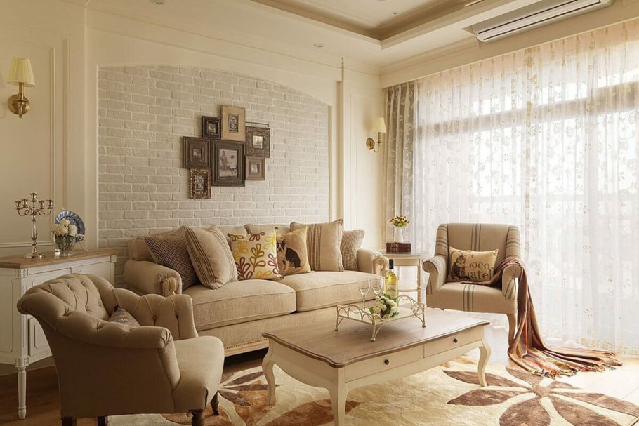 Гостиная в бежевых тонах