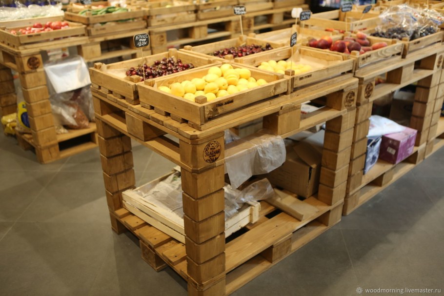 Деревянные витрины для овощей