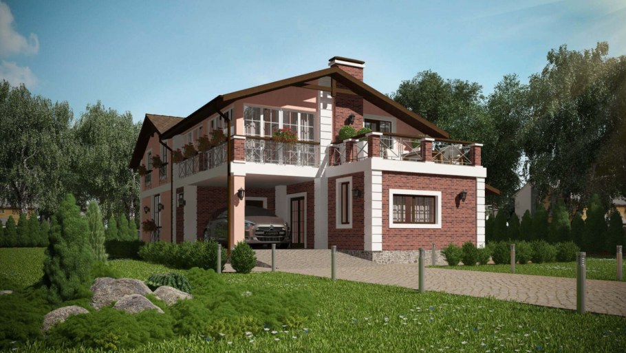 Проект дома с террасой на втором этаже