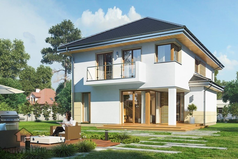 Двухэтажный дом с терассей